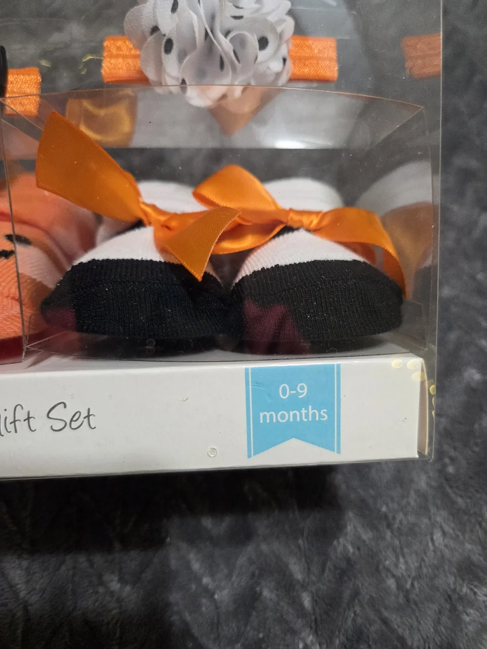 Hudson Baby Halloween Orange & Black Baby Headband and Sock Gift Set